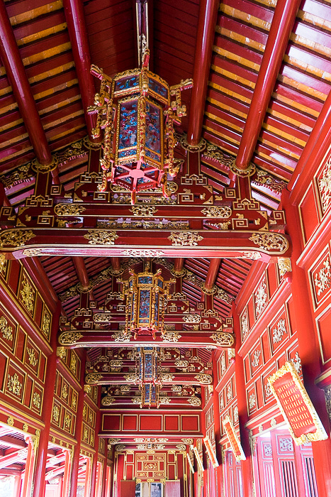 Imperial City Hue Vietnam red wood carvings